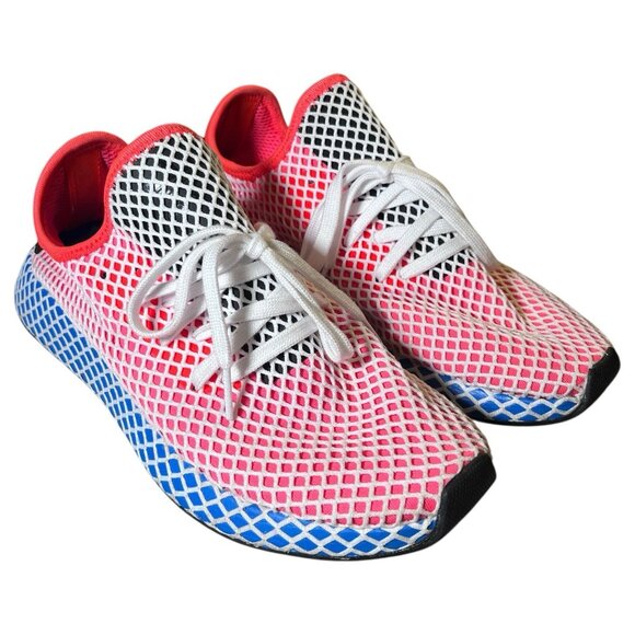 Adidas Deerupt Solar Red Bluebird Men's Size US10 Mesh Running Shoes - Picture 1 of 9